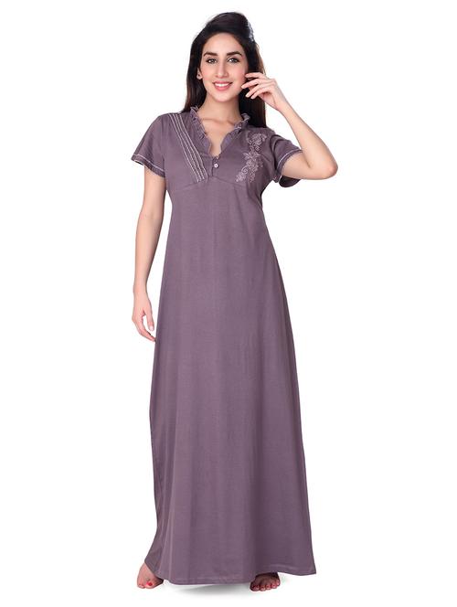 v-neck embroidered detail nighty - 18327470 - Very Small Image - 1