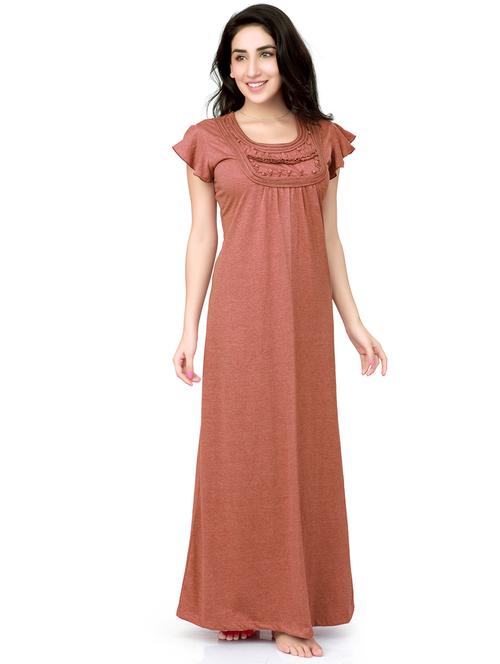 round neck solid nighty - 18327471 - Very Small Image - 1