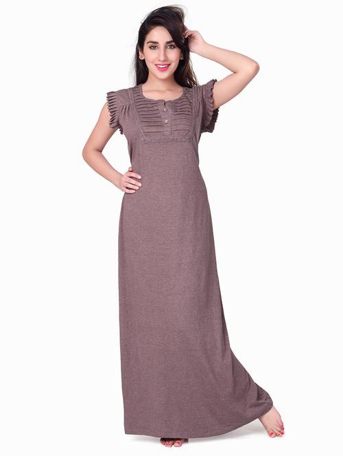 round neck solid nighty - 18327477 - Very Small Image - 1