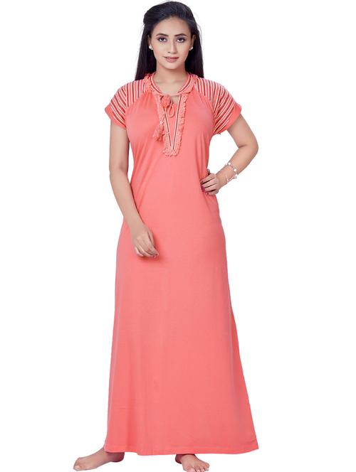 tie up neck lace detail nighty - 18327480 - Very Small Image - 1