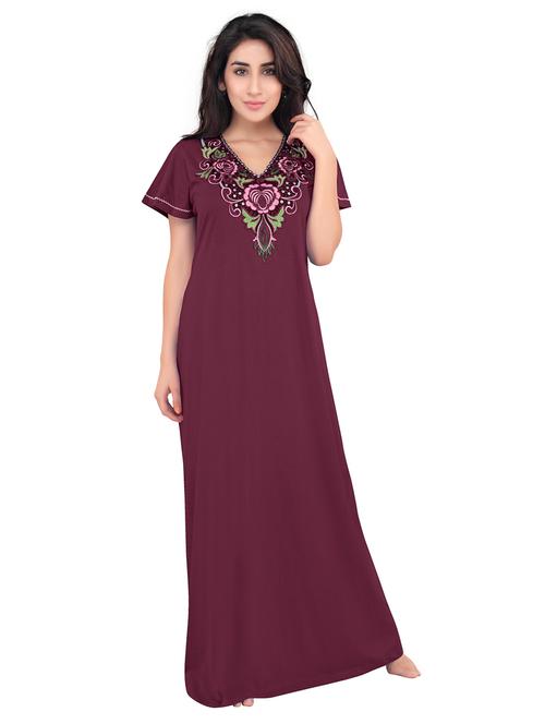 v-neck embroidered detail nighty - 18327496 - Very Small Image - 1