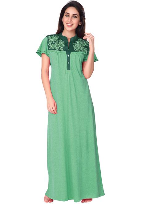 mandarin neck embroidered detail nighty - 18327534 - Very Small Image - 1