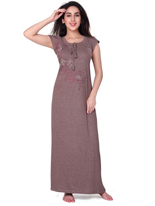 tie up neck embroidered detail nighty - 18327556 - Very Small Image - 1