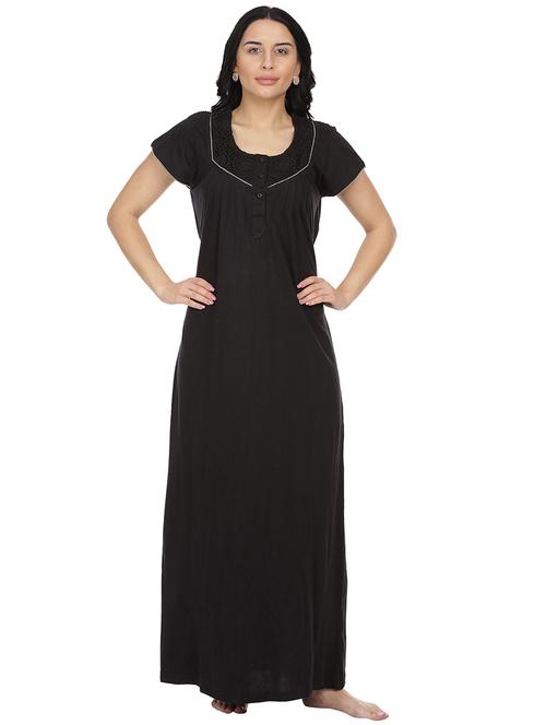 round neck solid nighty - 18327558 - Very Small Image - 1