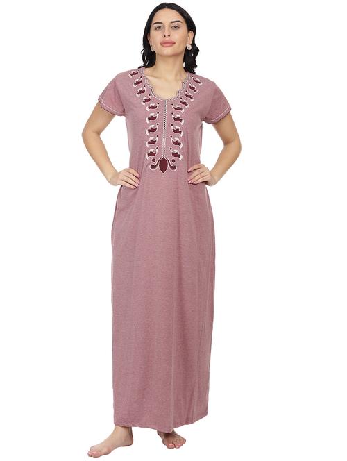 v-neck embroidered detail nighty - 18327630 - Very Small Image - 1