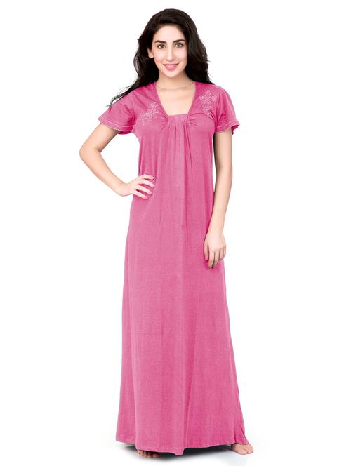 v-neck embroidered detail nighty - 18327635 - Very Small Image - 1