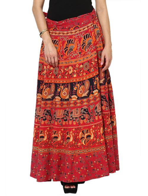 red printed flared skirt - 18327740 - Very Small Image - 1
