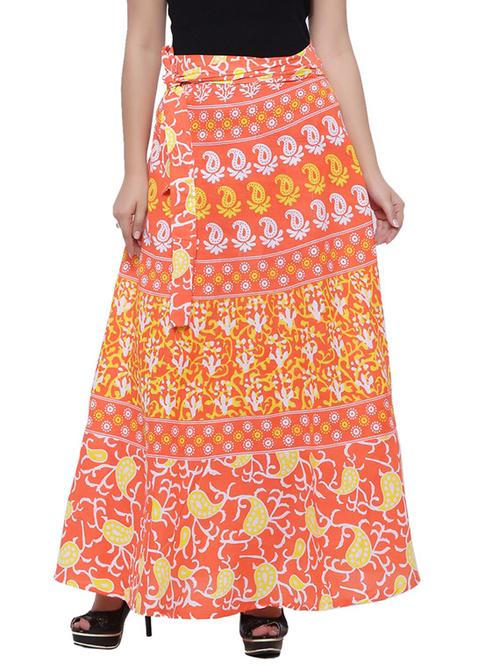 orange printed flared skirt - 18327748 - Very Small Image - 1
