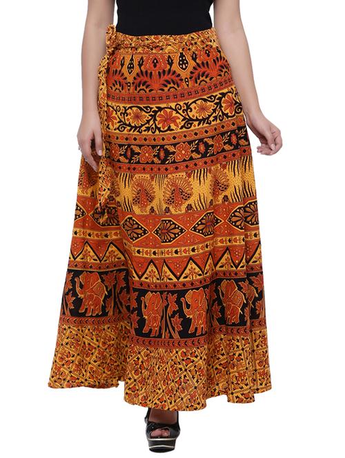 yellow printed flared skirt - 18327750 - Very Small Image - 1
