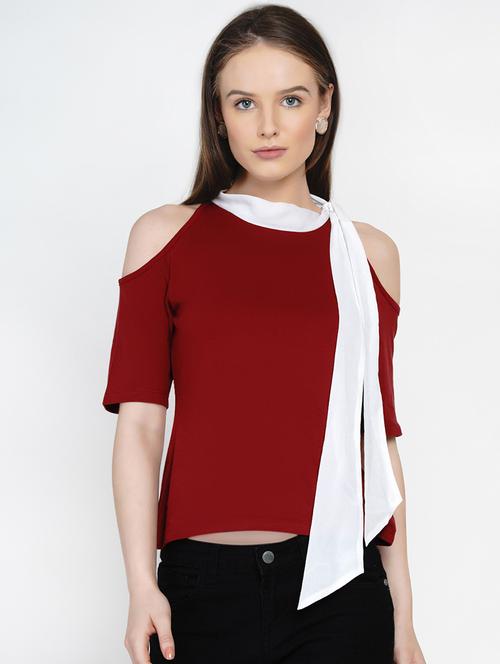 tie up neck solid regular top - 18327796 - Very Small Image - 1