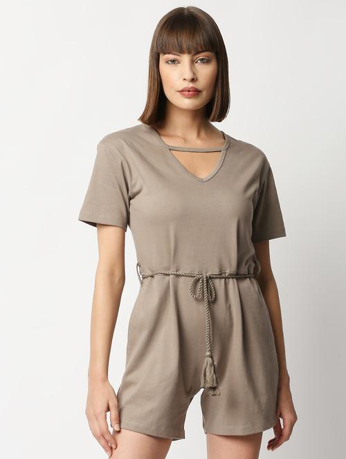 v-neck solid romper jumpsuit - 18328030 - Very Small Image - 1