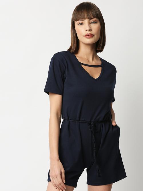 v-neck solid romper jumpsuit - 18328040 - Very Small Image - 1