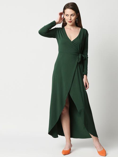 v-neck solid wrap dress - 18328043 - Very Small Image - 1