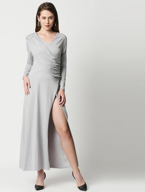 v-neck solid wrap dress - 18328044 - Very Small Image - 1