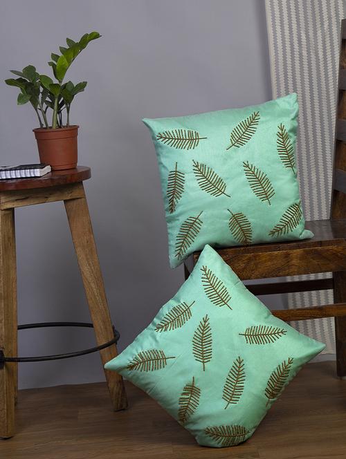 alina decor sea green embroidered set of 2 cushion covers - 18328464 - Very Small Image - 1