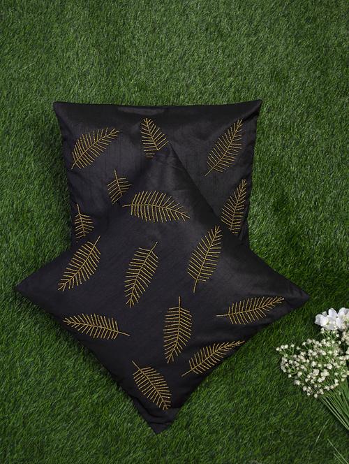 alina decor black embroidered set of 2 cushion covers - 18328465 - Very Small Image - 1