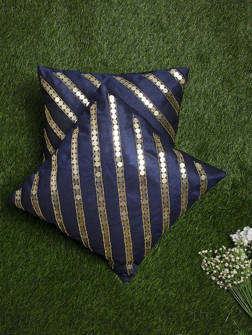 alina decor blue embroidered set of 2 cushion covers - 18328473 - Very Small Image - 1