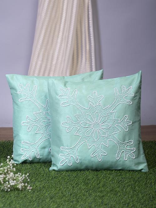 alina decor sea green embroidered set of 2 cushion covers - 18328502 - Very Small Image - 1