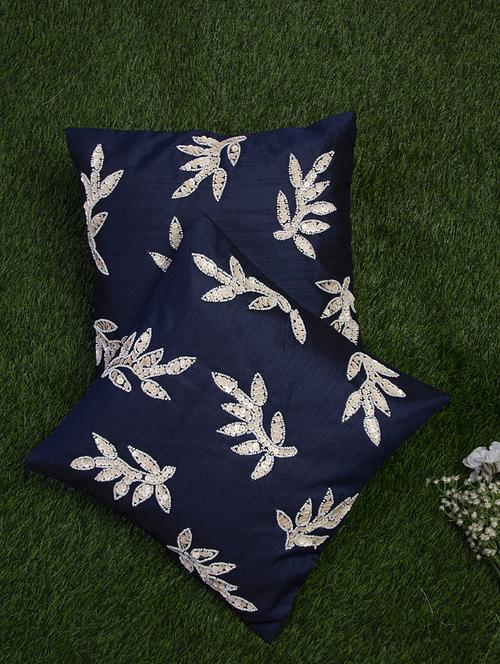 alina decor blue embroidered set of 2 cushion covers - 18328528 - Very Small Image - 1