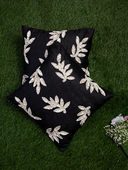 alina decor black embroidered set of 2 cushion covers - 18328529 - Very Small Image - 1