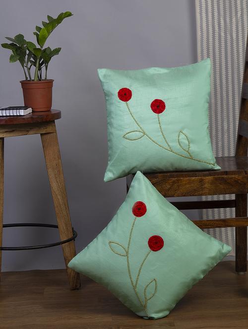 alina decor sea green embroidered set of 2 cushion covers - 18328542 - Very Small Image - 1