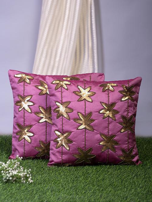 alina decor pink embroidered set of 2 cushion covers - 18328549 - Very Small Image - 1