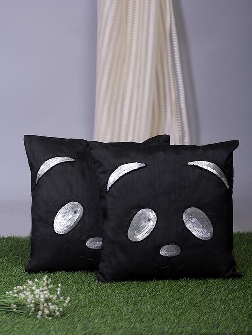alina decor black grey embroidered set of 2 cushion covers - 18328555 - Very Small Image - 1