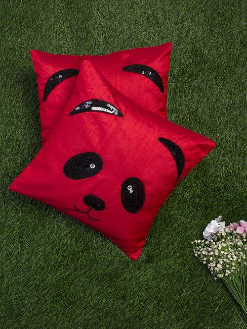 alina decor red and black embroidered set of 2 cushion covers - 18328558 - Very Small Image - 1