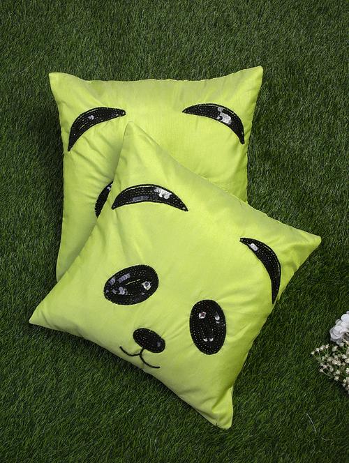 alina decor black and green embroidered set of 2 cushion covers - 18328559 - Very Small Image - 1