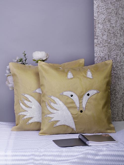 alina decor beige embroidered set of 2 cushion covers - 18328576 - Very Small Image - 1