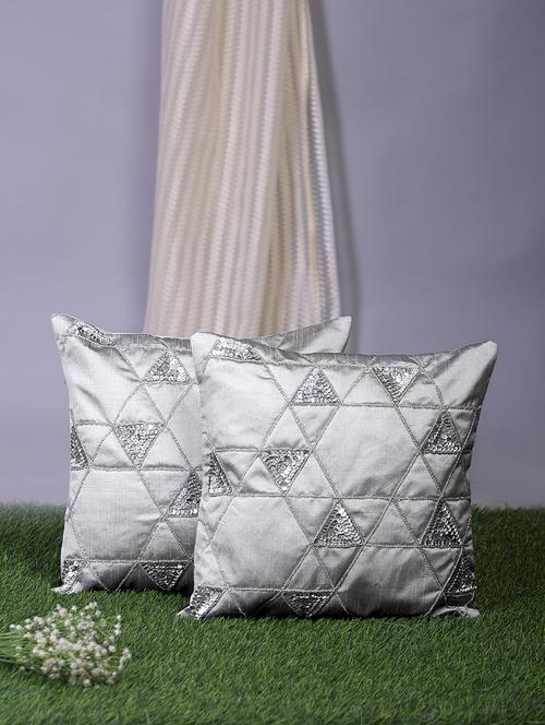 alina decor grey embroidered set of 2 cushion covers - 18328596 - Very Small Image - 1