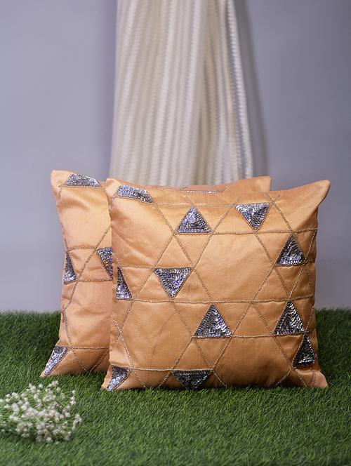 alina decor peach embroidered set of 2 cushion covers - 18328597 - Very Small Image - 1