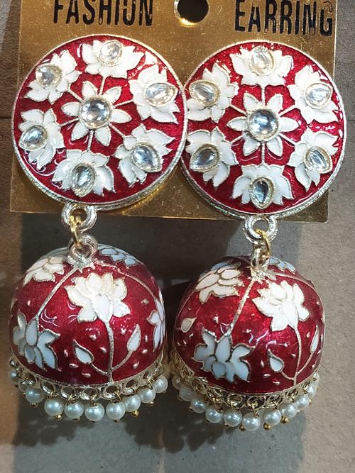 earrings for women red color - 18328627 - Very Small Image - 1
