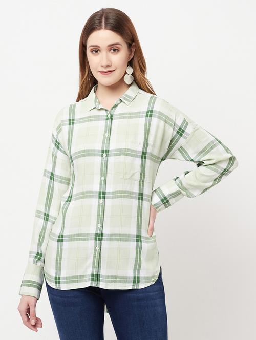 curved hem checkered shirt - 18328640 - Very Small Image - 1