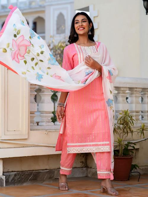 cotton suit with dupatta - 18328743 - Very Small Image - 1