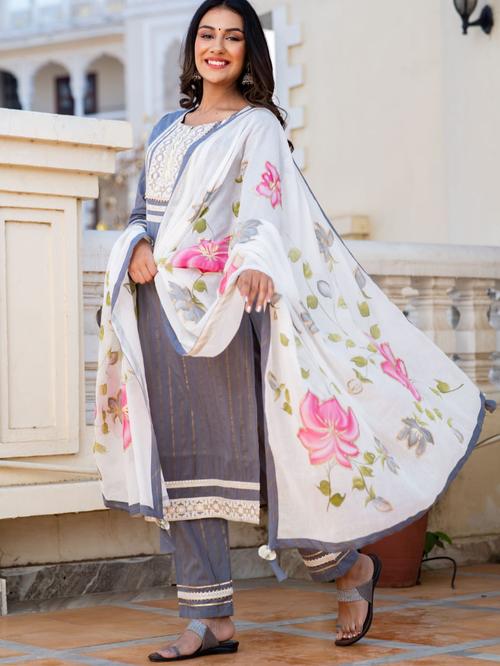 cotton suit with dupatta - 18328755 - Very Small Image - 1