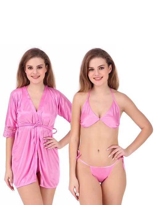 tie front lace detail nightwear set - 18328984 - Very Small Image - 1