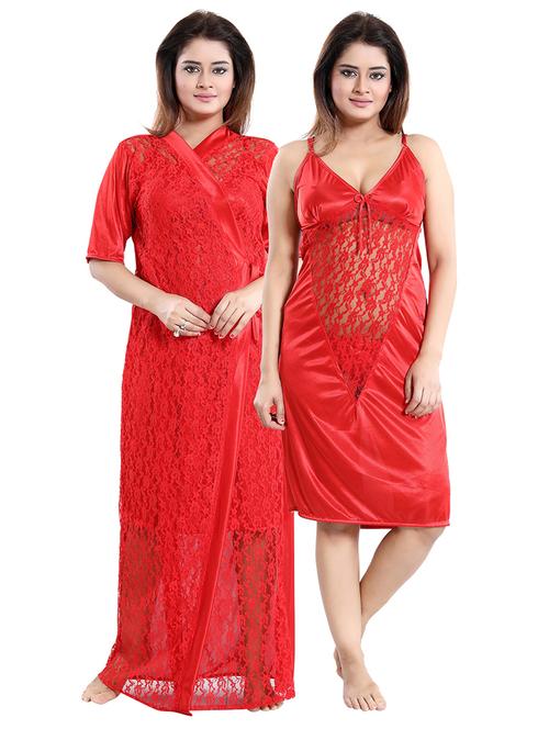 tie front laced nightwear set - 18329043 - Very Small Image - 1