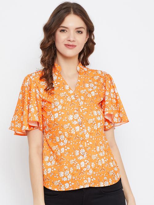 orange crepe regular top - 18329264 - Very Small Image - 1