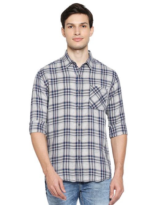 grey checked casual shirt - 18329418 - Very Small Image - 1