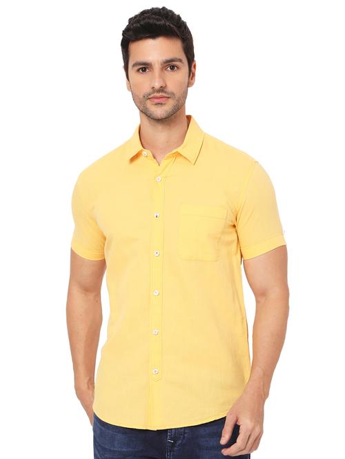 yellow solid casual shirt - 18329742 - Very Small Image - 1