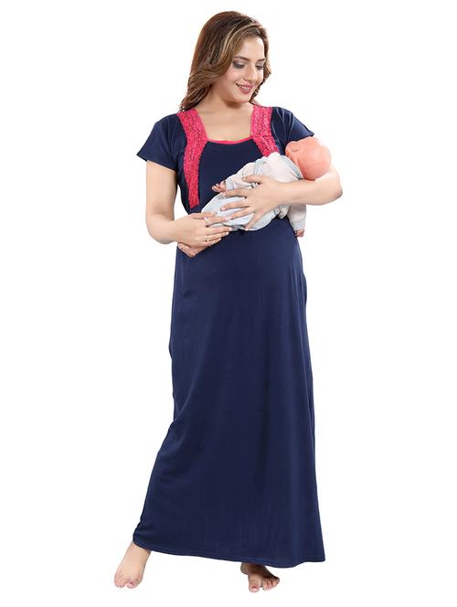 navy blue cotton maternity wear - 18330170 - Very Small Image - 1