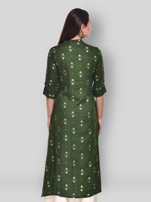 ladies cotton long printed kurti green - 18330250 - Very Small Image - 1