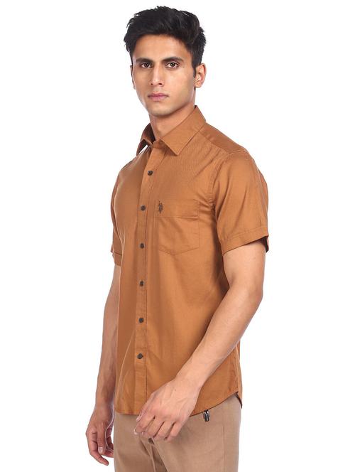 rust solid casual shirt - 18330687 - Very Small Image - 1