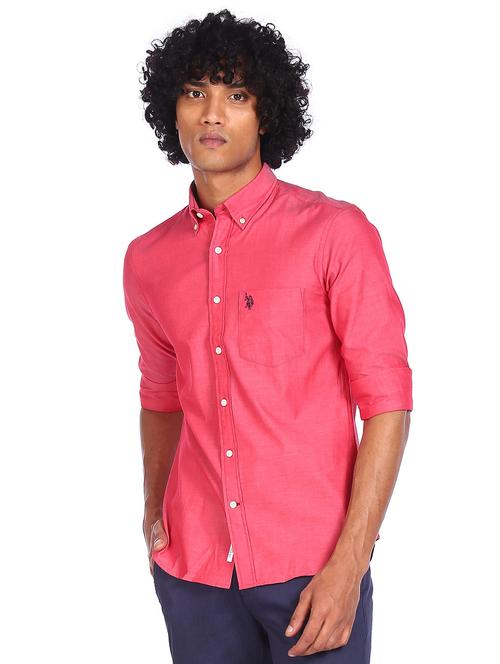 pink solid casual shirt - 18330728 - Very Small Image - 1