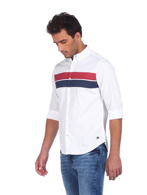 mens color block casual shirt - 18331064 - Very Small Image - 1