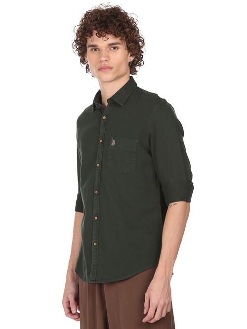 green solid casual shirt - 18331327 - Very Small Image - 1