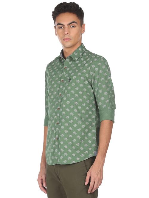 green printed casual shirt - 18331397 - Very Small Image - 1