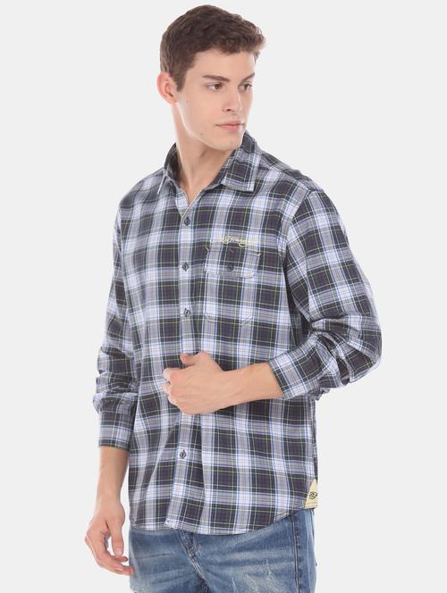 blue checkered casual shirt - 18331887 - Very Small Image - 1