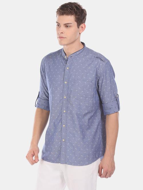 blue printed casual shirt - 18331905 - Very Small Image - 1